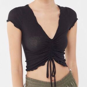 Urban Outfitters out from under alexa black ruched v neck top size medium